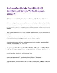 Starbucks Food Safety Exam 2024-2025 Questions and Correct, Verified Answers. Graded A+
