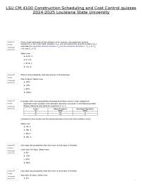 LSU CM 4100 Construction Scheduling and Cost Control quizzes 2024-2025 Louisiana State Uni