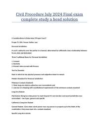 CALIFORNIA BAR EXAM Civil Procedure July 2024 Final exam complete study a head solution