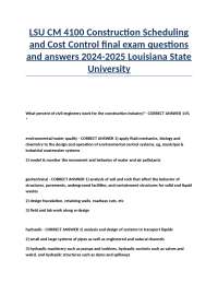LSU CM 4100 Construction Scheduling and Cost Control final exam questions and answers 2024