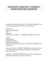 PROSTART CHAPTER 1 CORRECT  QUESTIONS AND ANSWERS