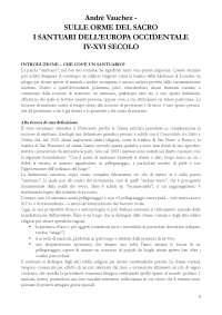A. Vauchez - Sulle orme del sacro. I santuari dell'Europa occidentale IV-XVI secolo