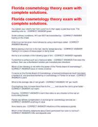 Florida cosmetology theory exam with complete solutions.