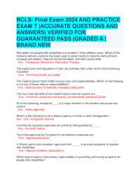 RCLS- Final Exam 2024 AND PRACTICE  EXAM T |ACCURATE QUESTIONS AND  ANSWERS| VERIFIE
