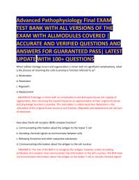 Advanced Pathophysiology Final EXAM  TEST BANK WITH ALL VERSIONS OF THE  EXAM