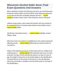 Wisconsin Alcohol Seller Sever Final Exam Questions And Answers