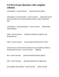 GA Pest Exam Question with complete solution