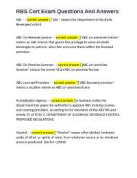 RBS Cert Exam Questions And Answers