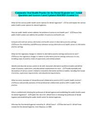 Community Oral Health Practice for the Dental Hygienist test | Actual Questions and Answer