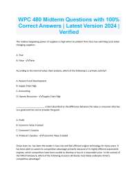 WPC 480 Midterm Questions with 100% Correct Answers | Latest Version 2024 |  Verified