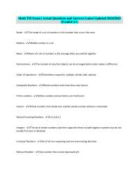 Math TSI Exam | Actual Questions and Answers Latest Updated 2024/2025 (Graded A+)