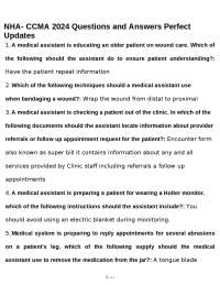 NHA- CCMA 2024 Questions and Answers Perfect Updates