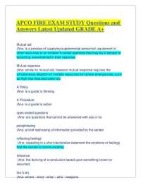 APCO FIRE EXAM STUDY Questions and Answers Latest Updated GRADE A+