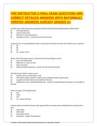 FIRE INSTRUCTOR 2 FINAL EXAM QUESTIONS AND CORRECT DETAILED ANSWERS WITH RATIONALES VERIFI