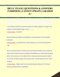 IBCLC EXAM | QUESTIONS & ANSWERS (VERIFIED) | LATEST UPDATE | GRADED A+