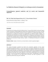 El Enfoque Humanista en la Medicina General Integral de Cuba