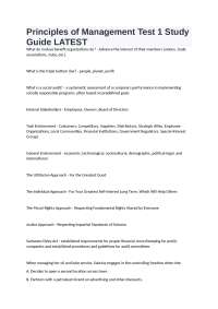 Principles of Management Test 1 Study Guide