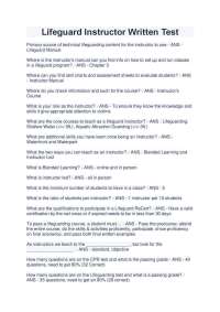 Lifeguard Instructor Written Test
