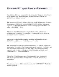 Finance 4201 questions and answers