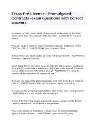 Texas Pre-License - Promulgated Contracts -exam questions with correct answers