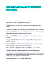 MKT 304 Final Exam WITH COMPLETE SOLUTIONS