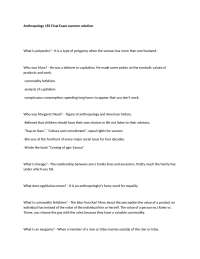 Anthropology 185 Final Exam summer solution