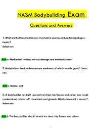 NASM Bodybuilding Exam Questions and Answers