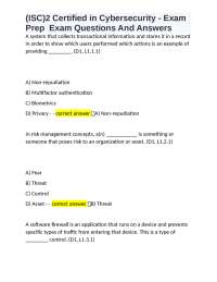 (ISC)2 Certified in Cybersecurity - Exam Prep  Exam Questions And Answers