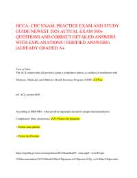 HCCA- CHC EXAM, PRACTICE EXAM AND STUDY GUIDE NEWEST 2024 ACTUAL EXAM 500+ QUESTIONS