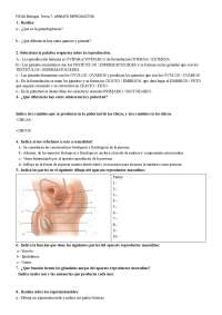 EXAMEN 3 ESO TEMA 7 LA REPRODUCCION BIOLOGIA