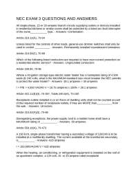 NEC EXAM 3 QUESTIONS AND ANSWERS