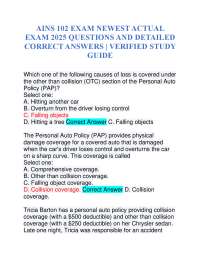 AINS 102 EXAM NEWEST ACTUAL EXAM 2025 QUESTIONS AND DETAILED CORRECT ANSWERS | VERIFIED