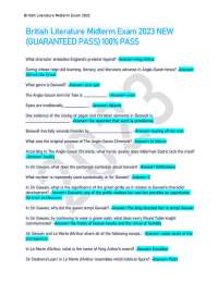 British Literature Midterm Exam 2023 NEW  (GUARANTEED PASS) 100% PASS