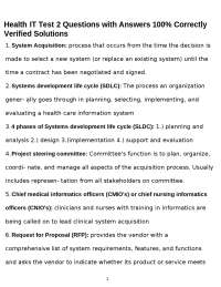 Health IT Test 2 Questions with Answers 100% Correctly Verified Solutions