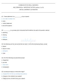 MCM301 Short Notes + MCQs | Mid-Term Preparation | Communication Skills | VU