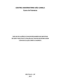 Análise de Ausência de Microrganismos em Amostras de Soro Fisiológico Através dos Testes,