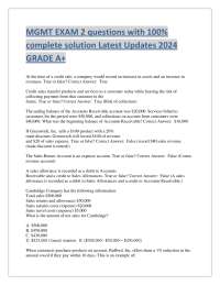 MGMT EXAM 2 questions with 100% complete solution Latest Updates 2024 GRADE A+