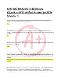 GCU BUS-485 Midterm Real Exam  (Questions With Verified Answers ) ALREAY  GRADED A+