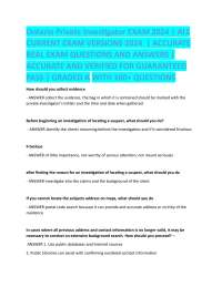 Ontario Private Investigator EXAM 2024 | ALL  CURRENT EXAM VERSIONS 2024 | ACCURATE