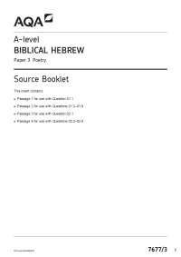 AQA A-level BIBLICAL HEBREW 7677/3 Paper 3 Poetry Insert june 2024