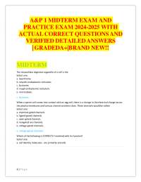 A&P 1 MIDTERM EXAM AND PRACTICE EXAM 2024-2025