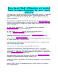 Dante Level 3 Test 140 Questions and Verified Correct Answers Guaranteed A+ Latest Update