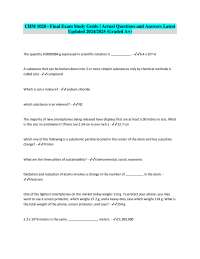CHM 1020 - Final Exam Study Guide | Actual Questions and Answers Latest Updated 2024/2025