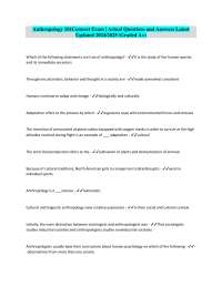 Anthropology 101 Connect Exam: Actual Questions and Answers