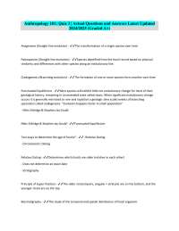 Anthropology 101: Quiz 3 - Evolutionary Concepts and Fossil Dating