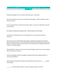 ANTH 101 Test 1 | Actual Questions and Answers Latest Updated 2024/2025