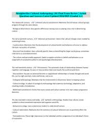 Straighterline Cultural Anthropology 101 Final Exam Review | Actual Questions and Answers