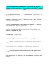 Cultural Anthropology Midterm Exam Answers