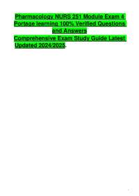 Pharmacology NURS 251 Module Exam 4 Portage learning 100% Verified Questions and Answers C