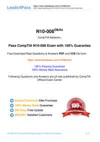 CompTIA Network+ N10-008 Exam Questions and Answers